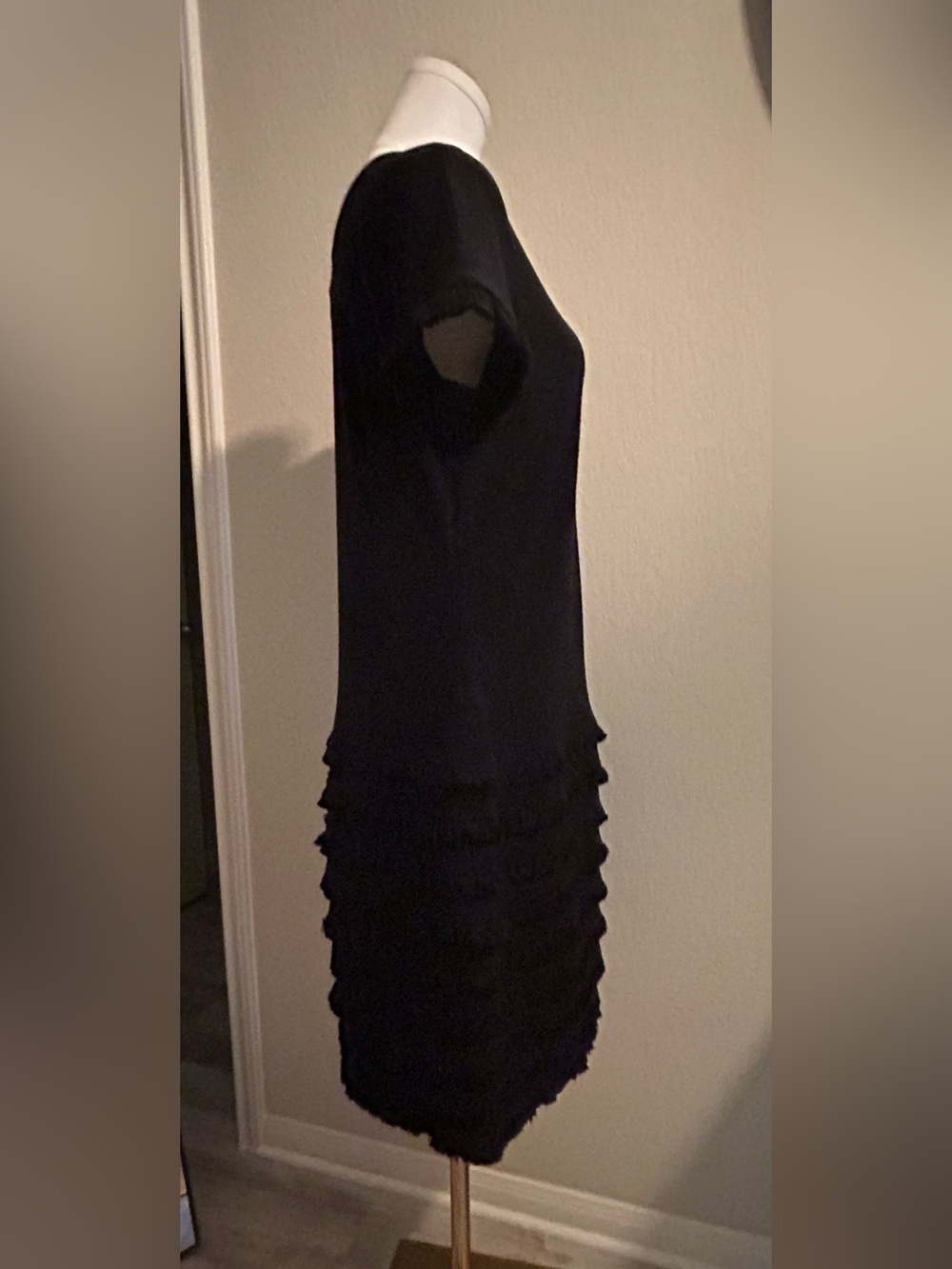 Joseph Ribkoff Black Short-Sleeve Ruffle-Tier Dress - Picture 3 of 4